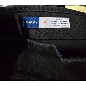 Old Navy Rockstar Super Skinny Jeggings Mid-Rise Adjustable Waist Size 16 Black